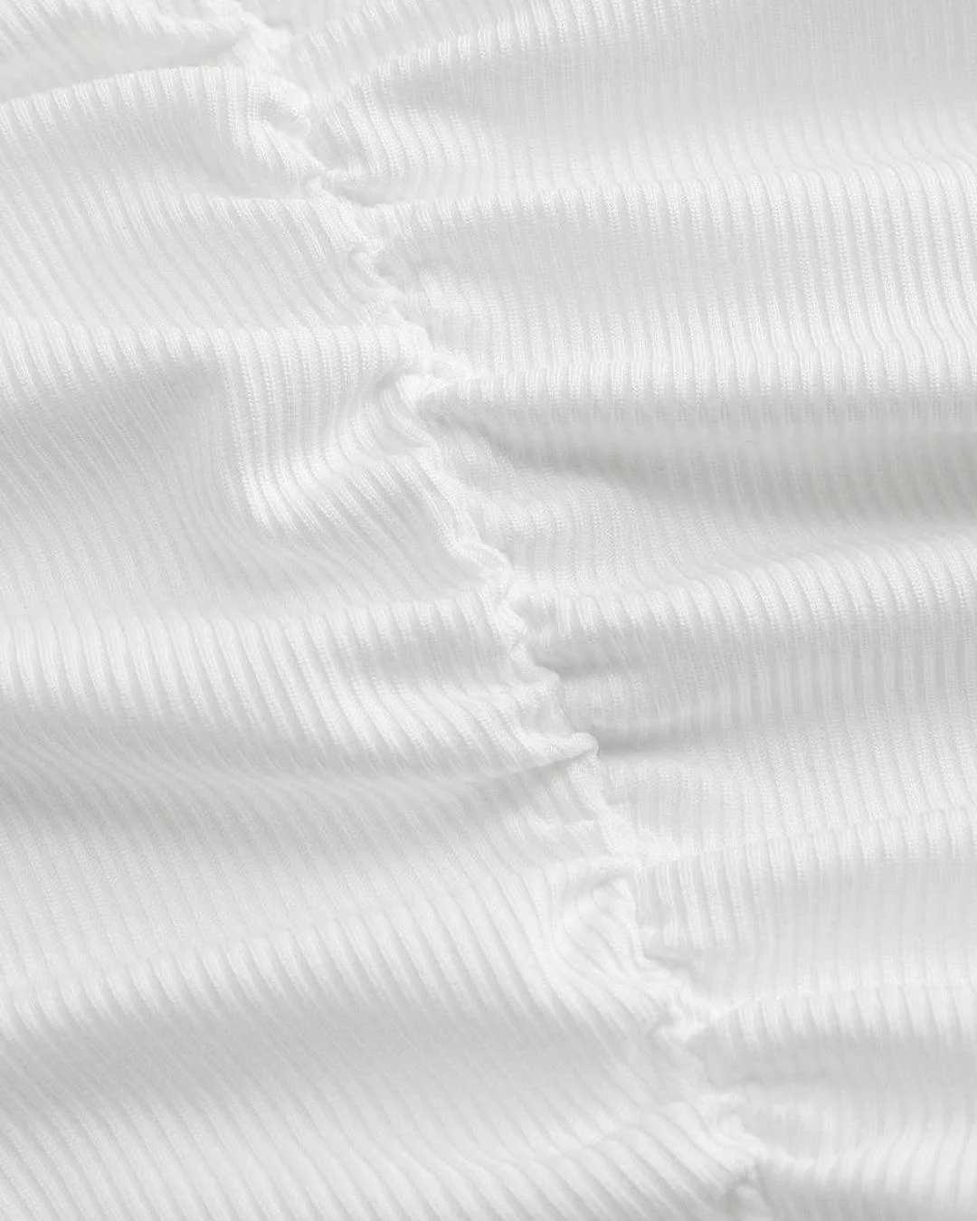 Asymmetrical Neck Ruched White Crop Top - Image 3