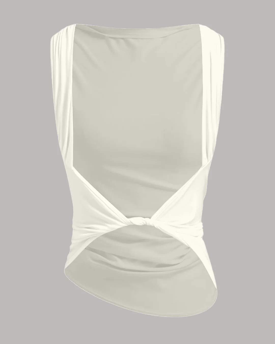 Backless Knotty Tank Top in Milky White - Image 2