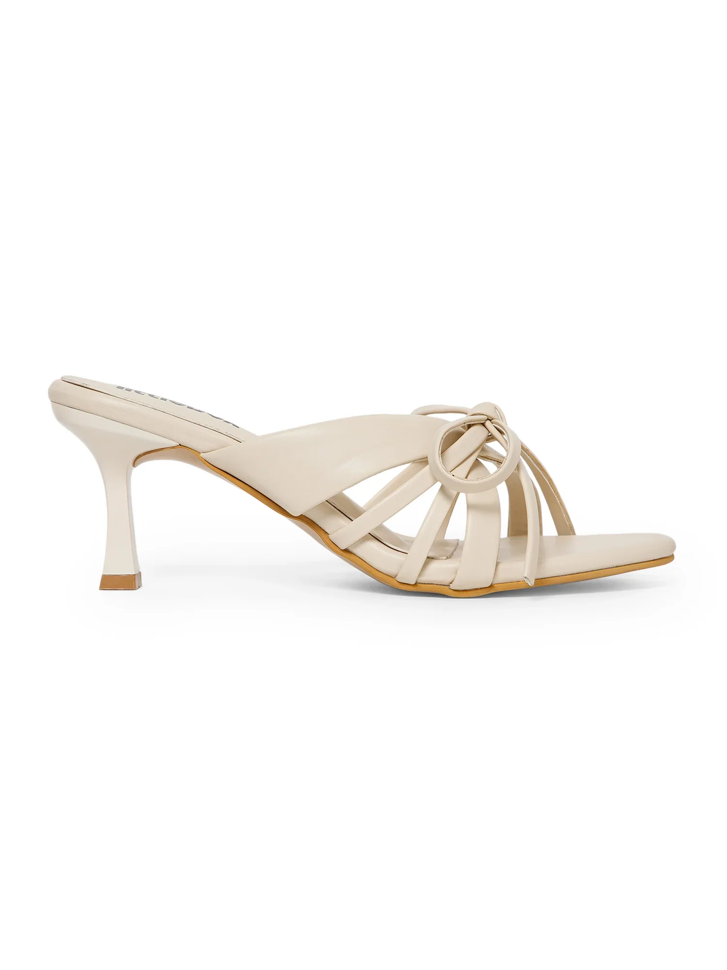 Beige Open Toe Bowknot Strappy Heel Sandal - Image 3