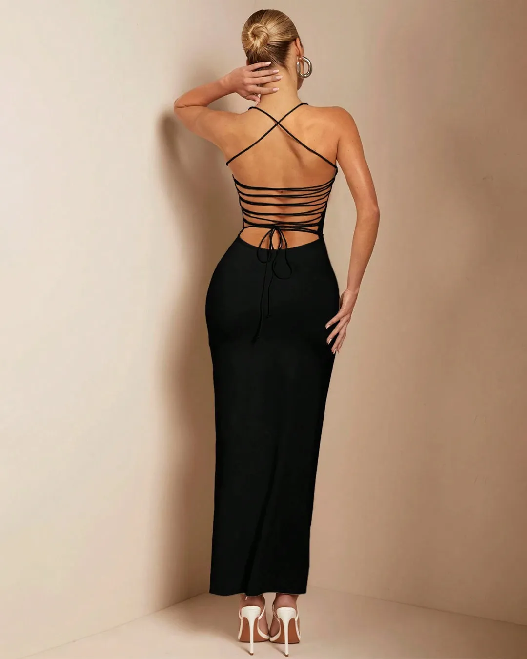 Black Strapless Bodycon Maxi Dress