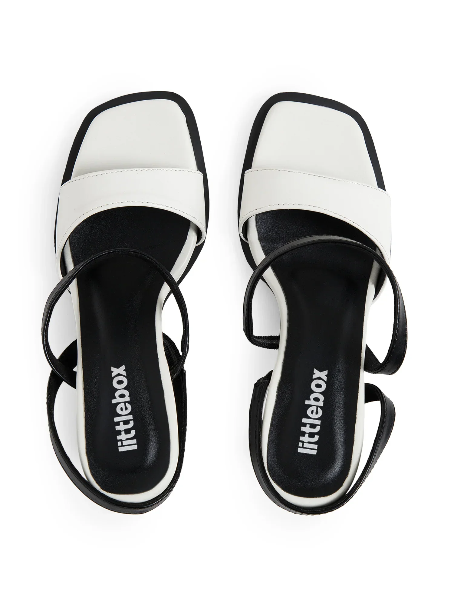 Black & White Colorblocked  Square Toe Block Heels - Image 3