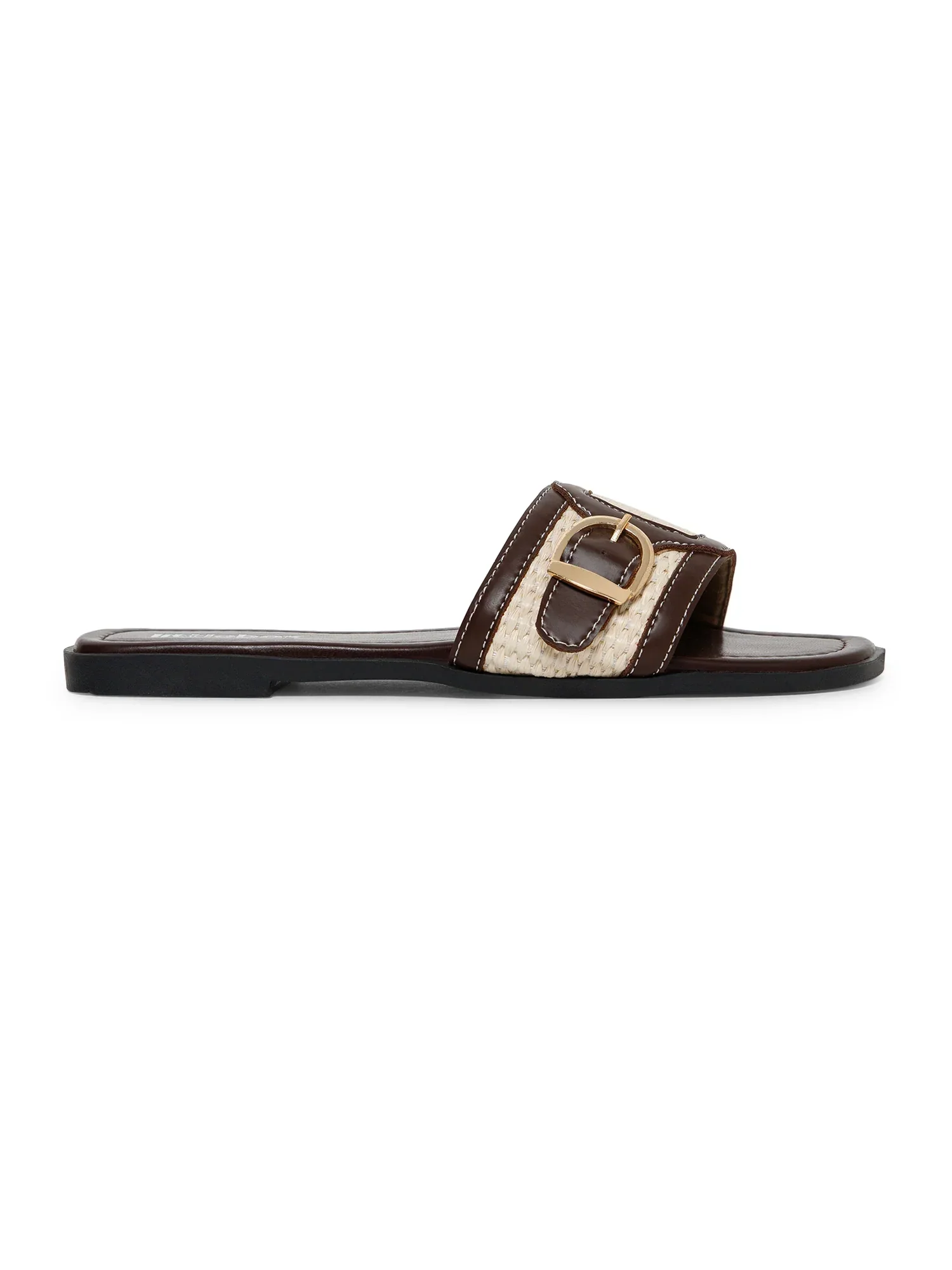 Brown & Beige Colorblocked Buckle Strap Sandals - Image 3