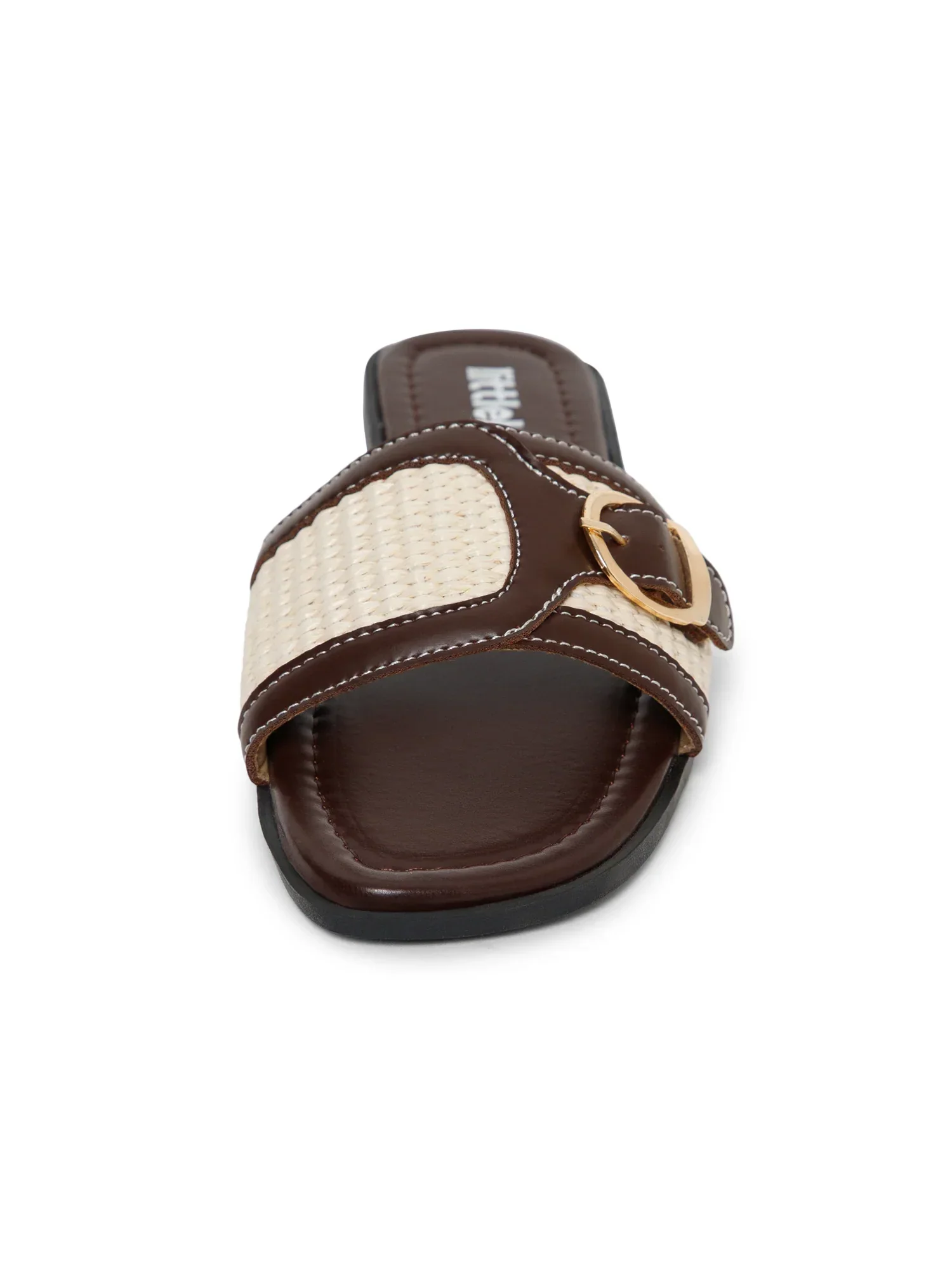Brown & Beige Colorblocked Buckle Strap Sandals - Image 4