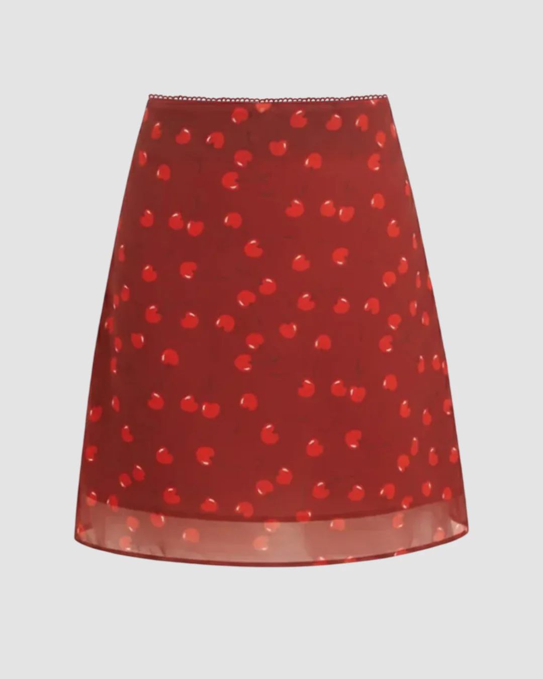 Cherry Graphic Mid Rise A-line Midi Skirt
