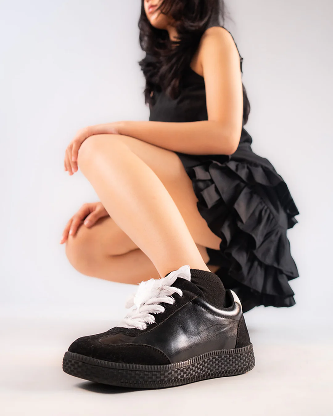 Classic Lace-Up Canvas Shoes In Black - Image 5