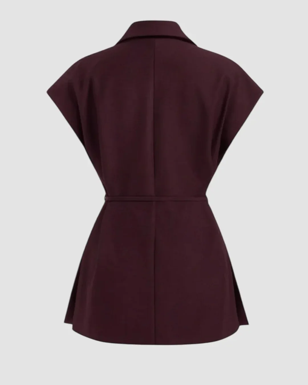 Collar Oversized Belted Sleeveless Blazer String Waistcoat - Image 2