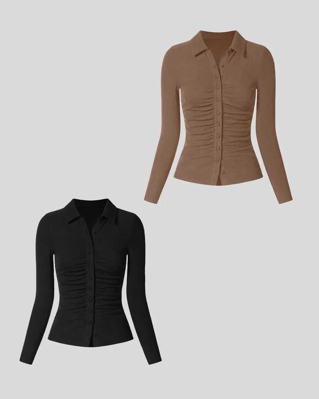 Combo : Button Up Minimal Going Out Top In Black & Brown