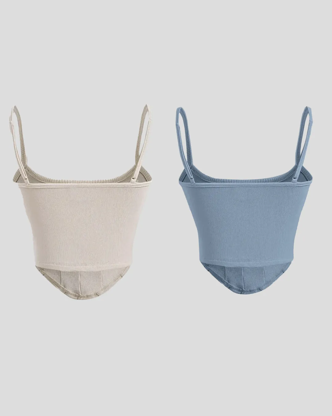Combo : Corset Style Basic Tops In Apricot & Dusty Blue - Image 2