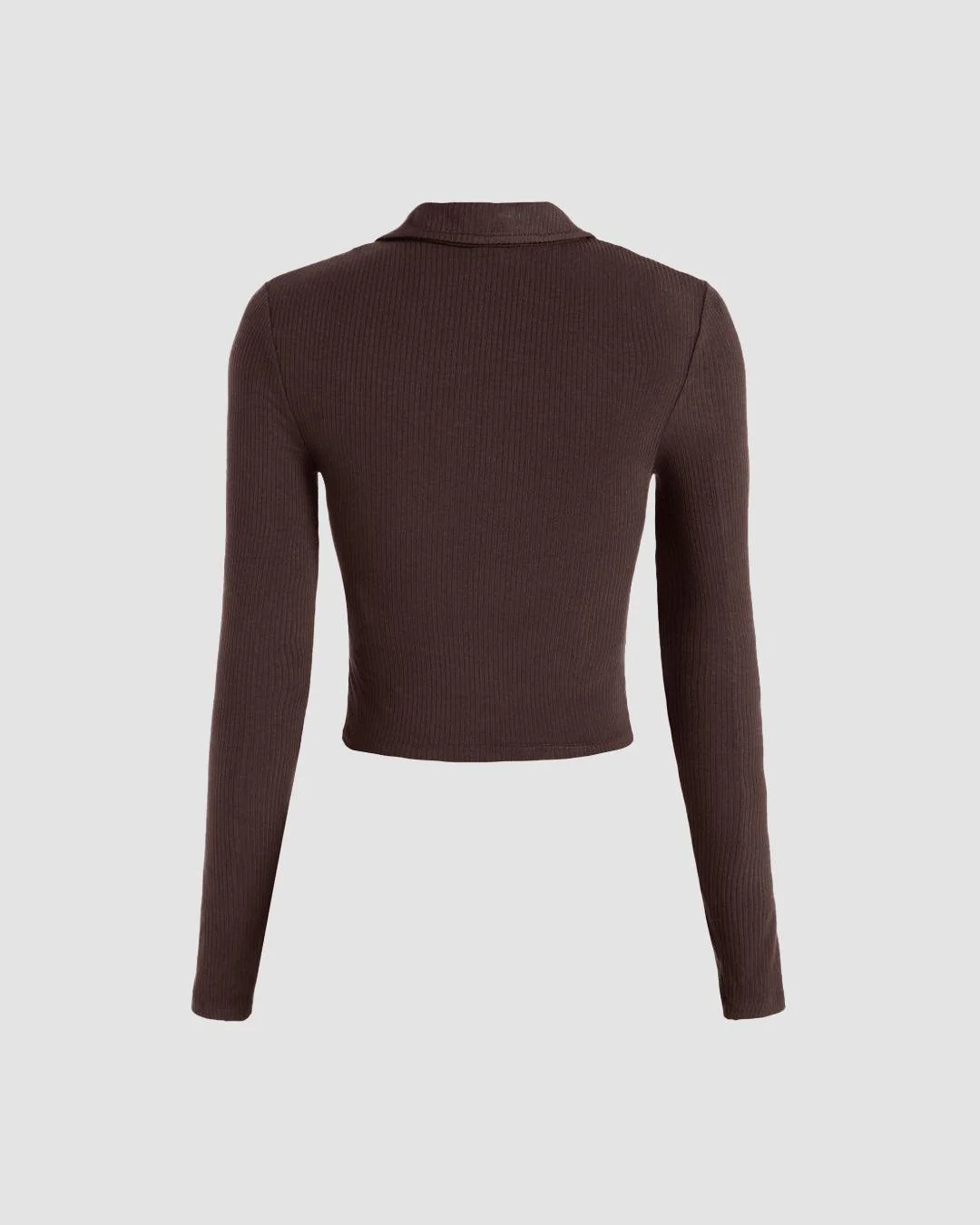 Cool Girl Aesthetics Collared Full Sleeve Top Brown - Image 2