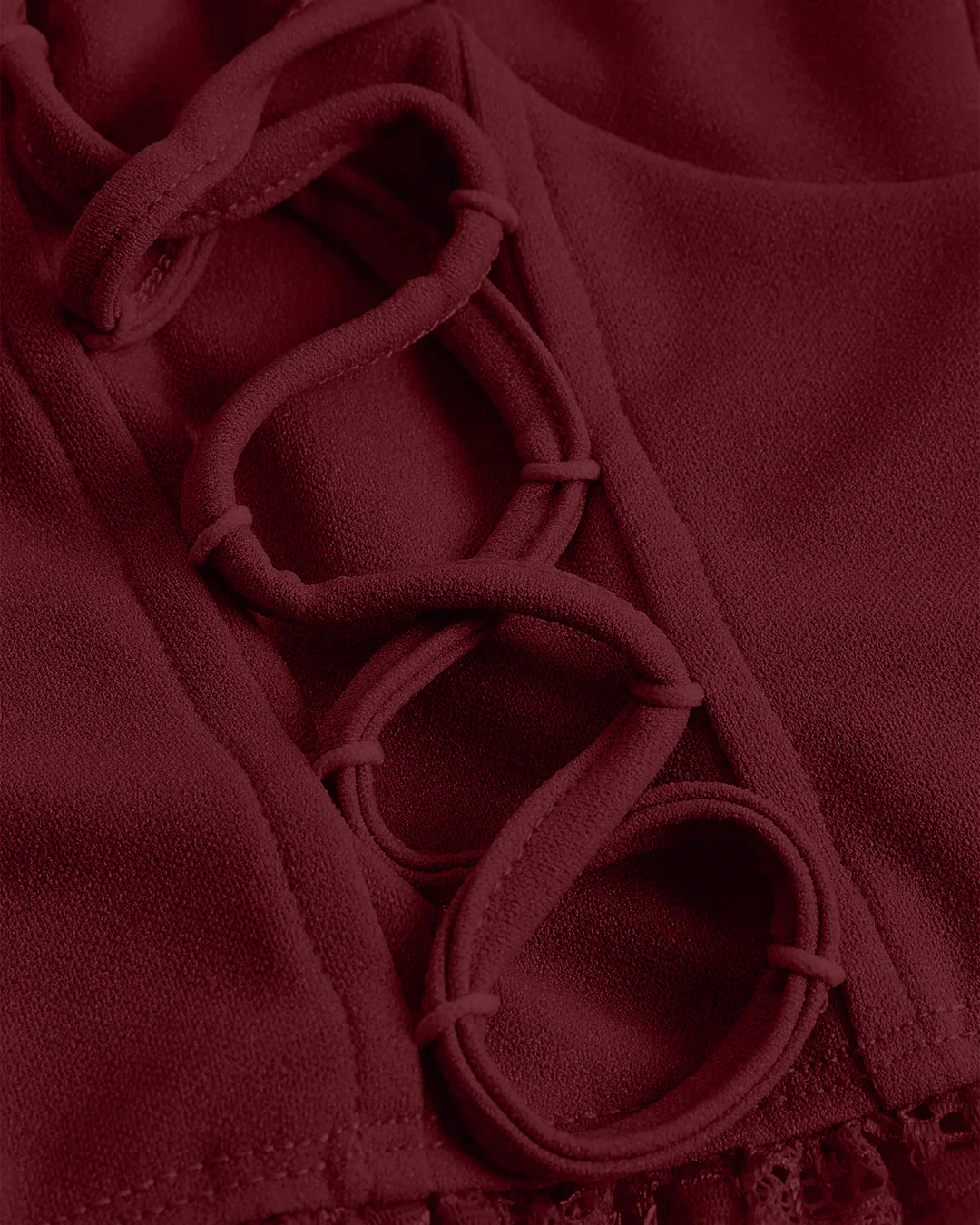 Coquette style Lace Bow String Corset Top in Burgundy - Image 3