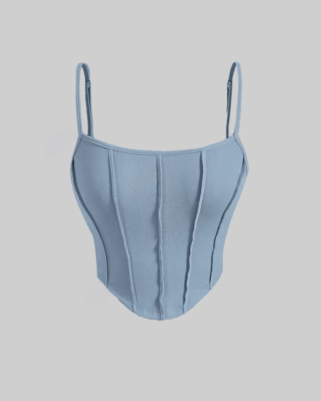 Corset Style Basic Tops In Dusty Blue