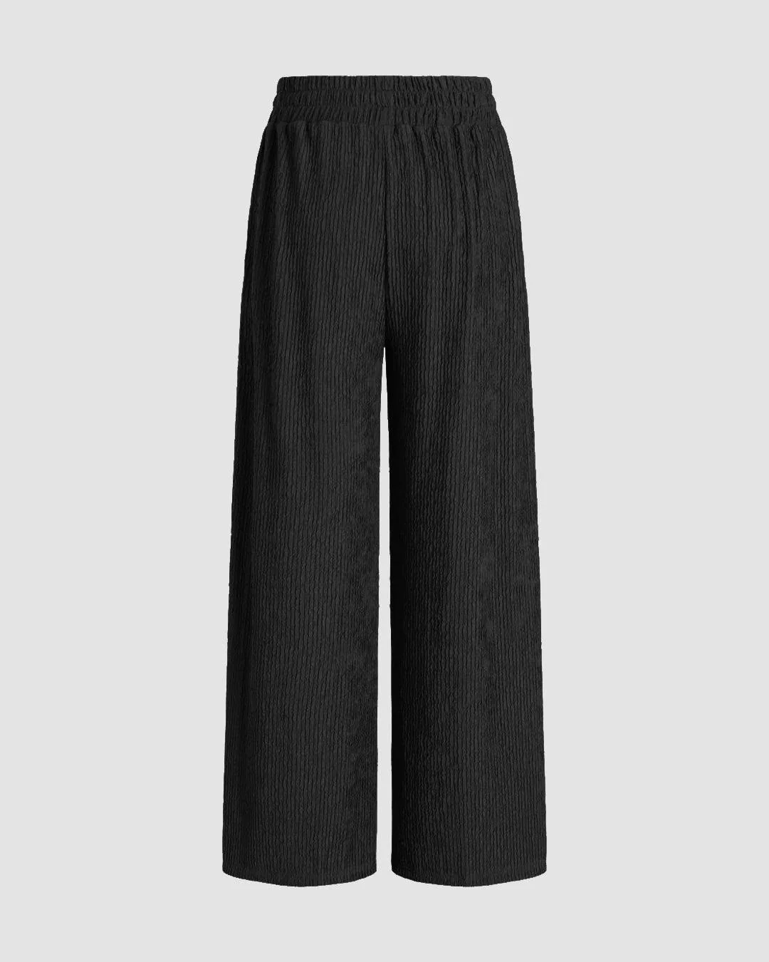 Front Button Tube Top & Wide Leg Pant In Black - Image 5
