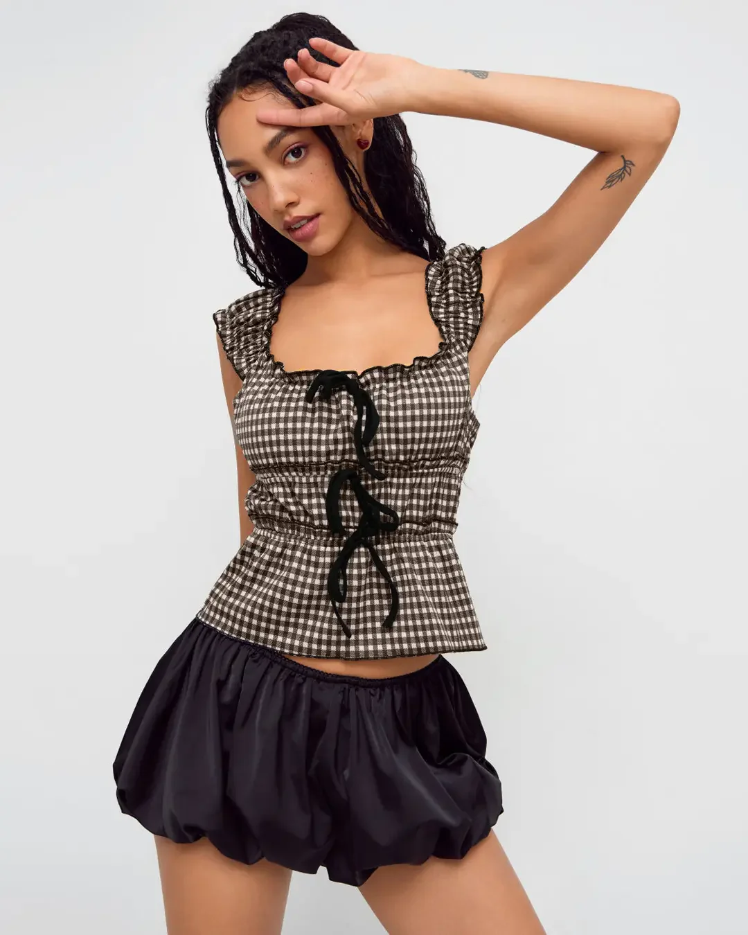 Gingham Bowknot Sleeveless Top - Image 3
