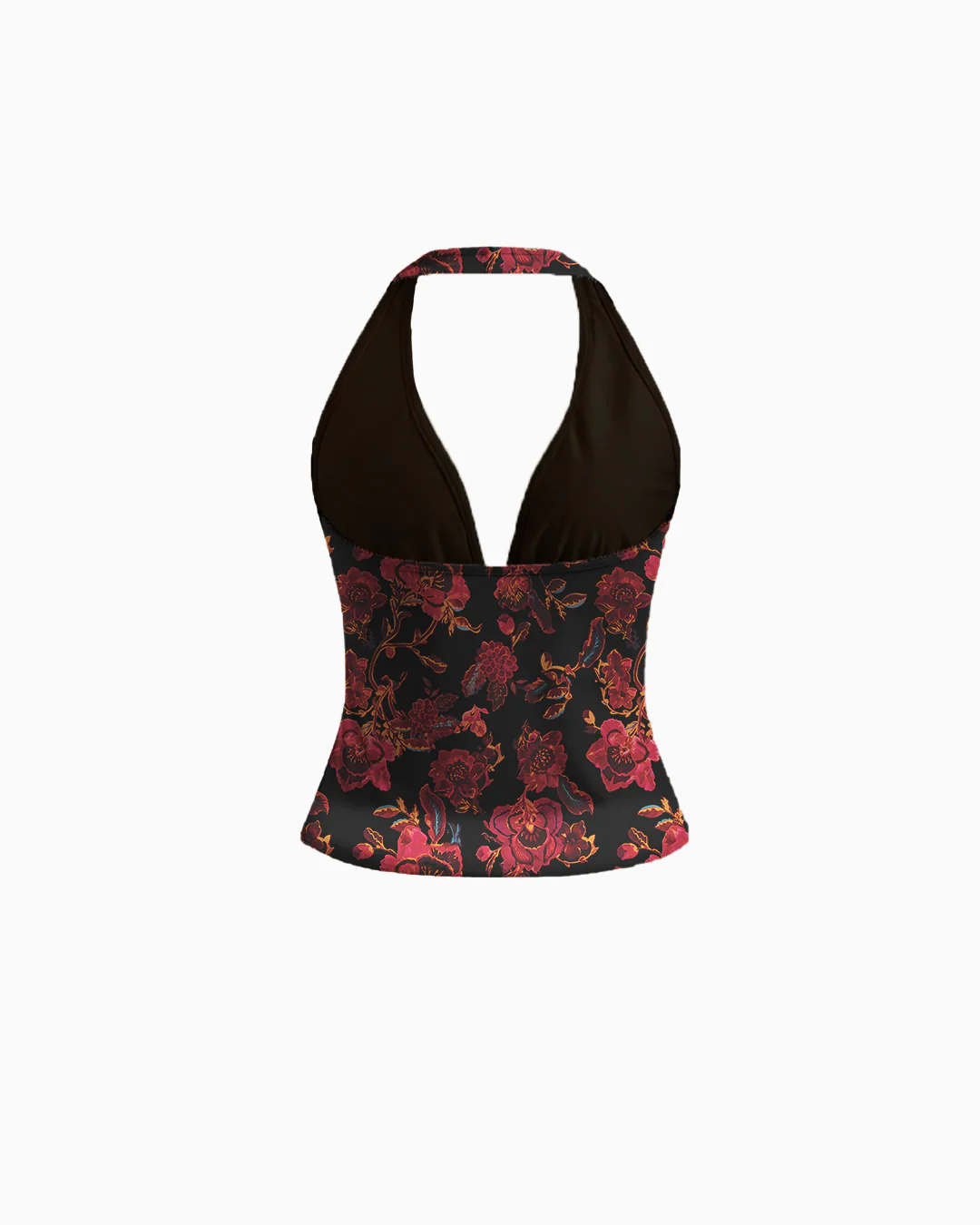Halter Neckline Floral Knotted Tank Top - Image 2