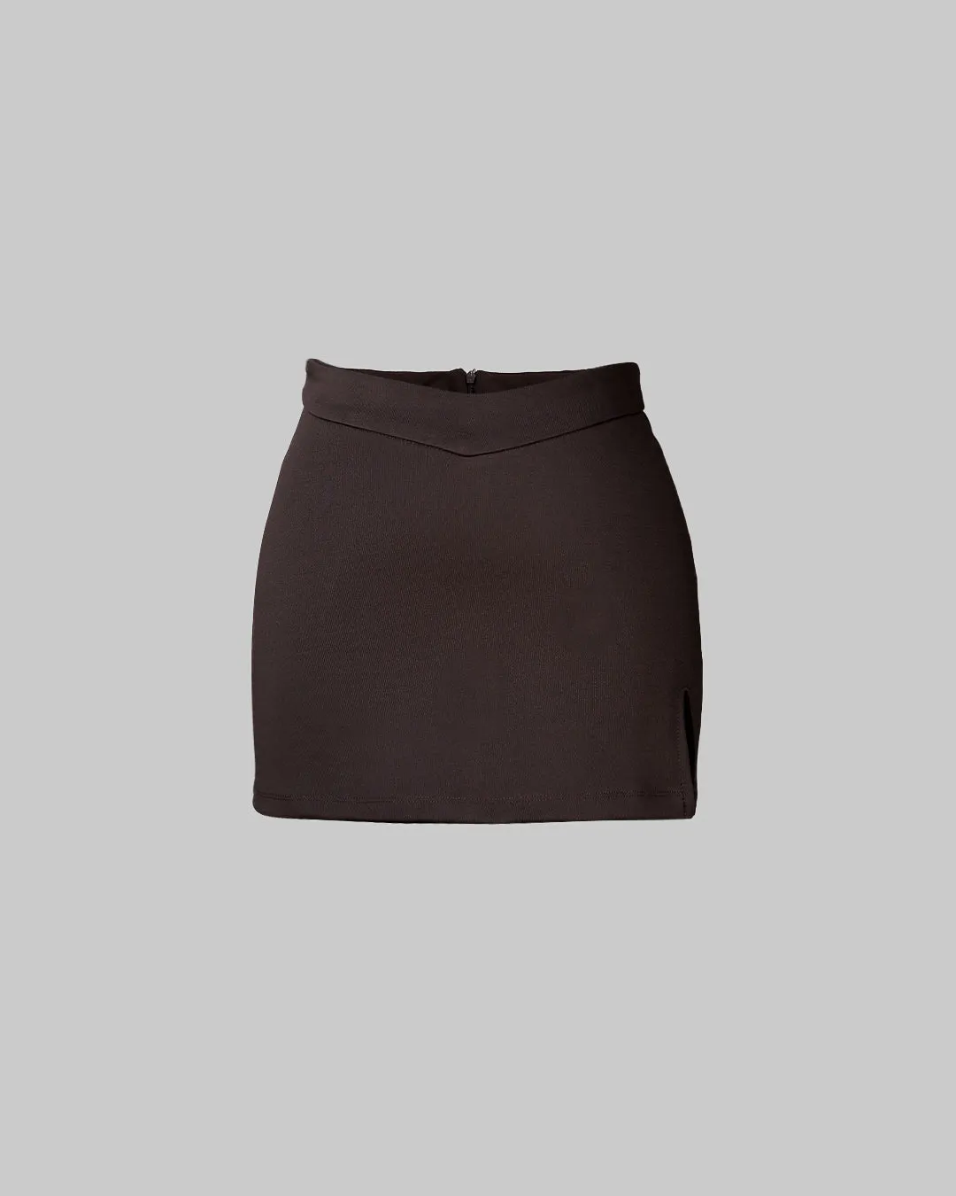 High-Street Hot Solid Slit Basic Skirt In Dark Brown