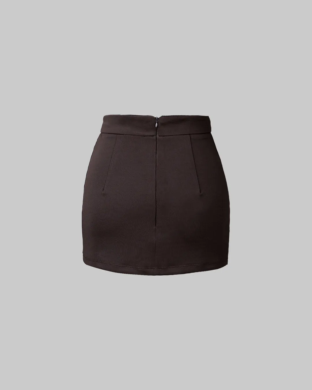 High-Street Hot Solid Slit Basic Skirt In Dark Brown - Image 2