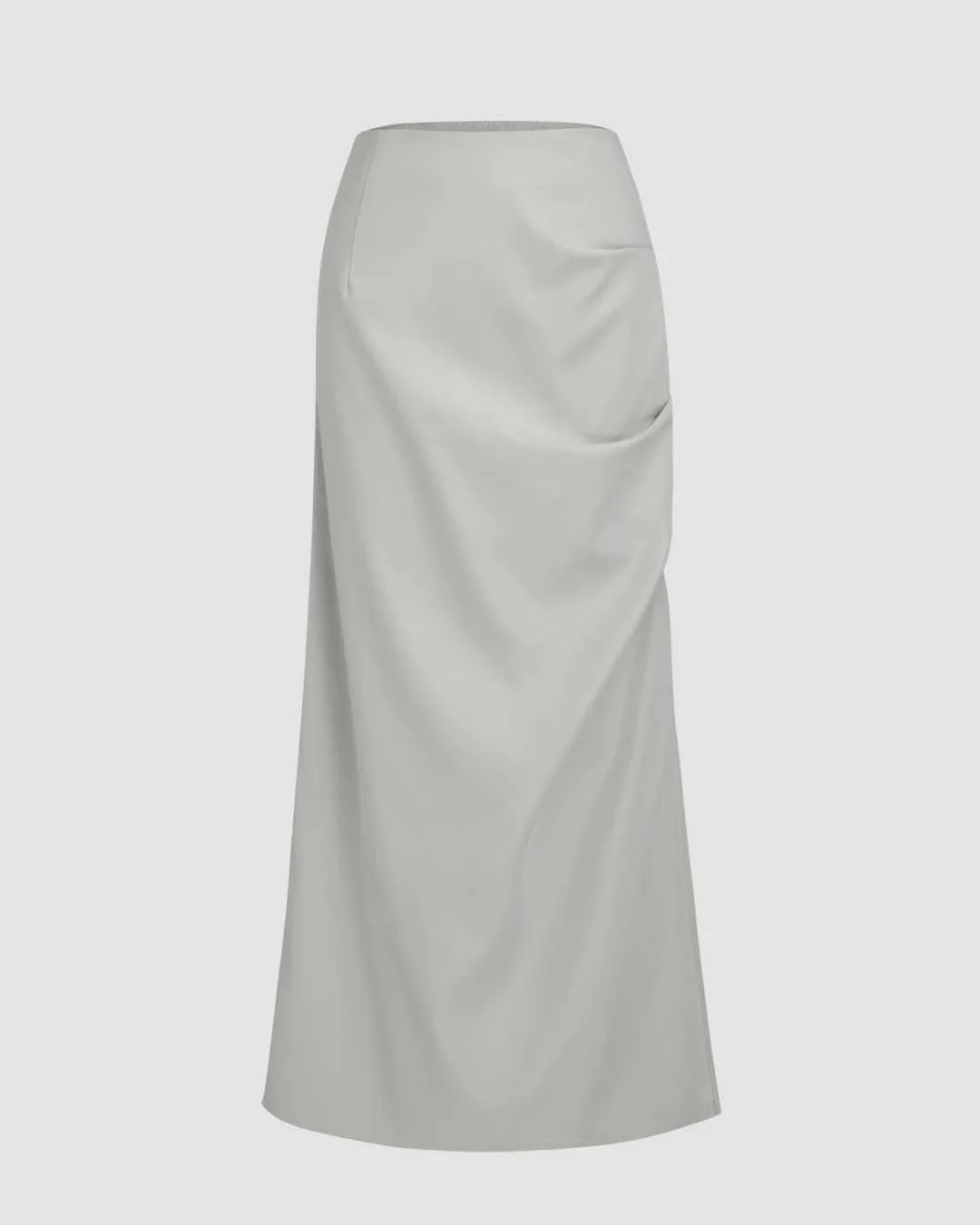 High Waist Ruched Asymmetrical Side Slit Skirt - Image 2