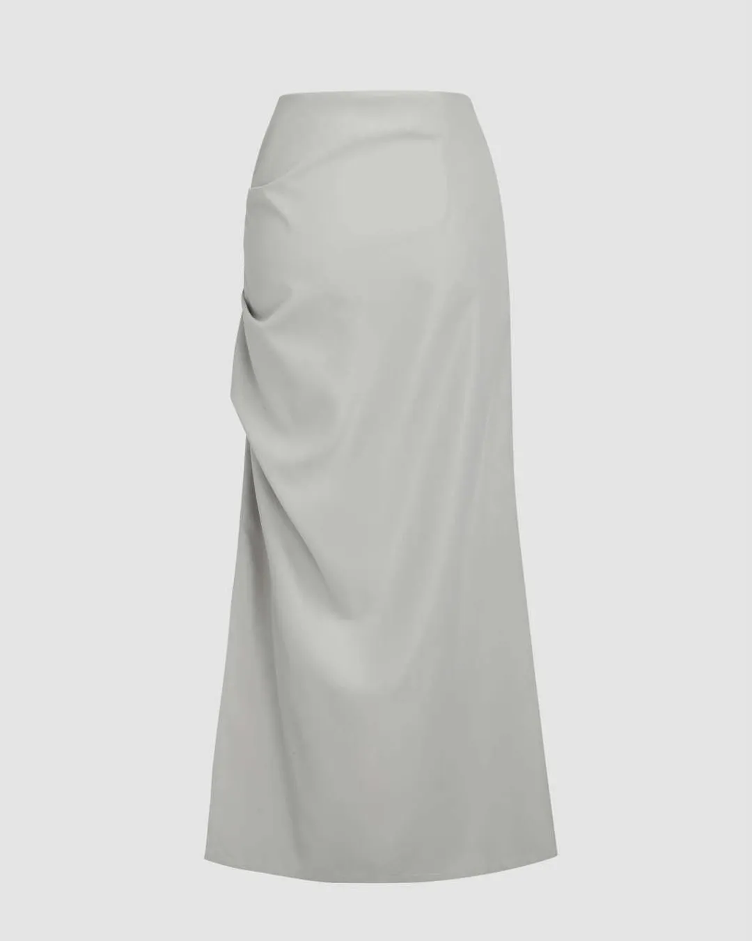 High Waist Ruched Asymmetrical Side Slit Skirt - Image 3