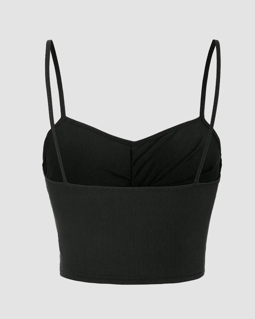 Lace Splicing Wrapped Cross Neck Camisole Top in Black - Image 2