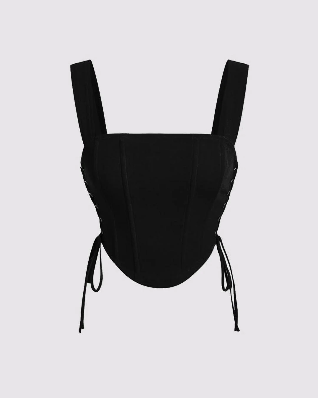 Lace Up Side Black Slim Fit Cami Top