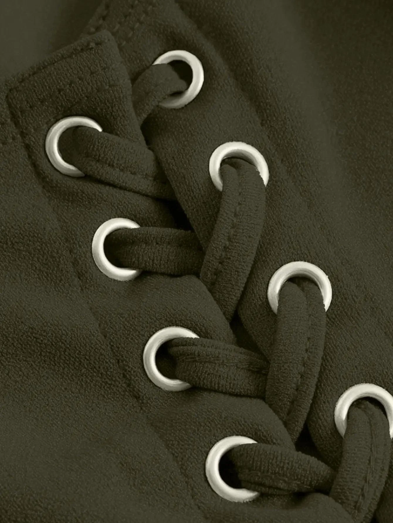 Lace Up Side Olive Green Slim Fit Cami Top - Image 3