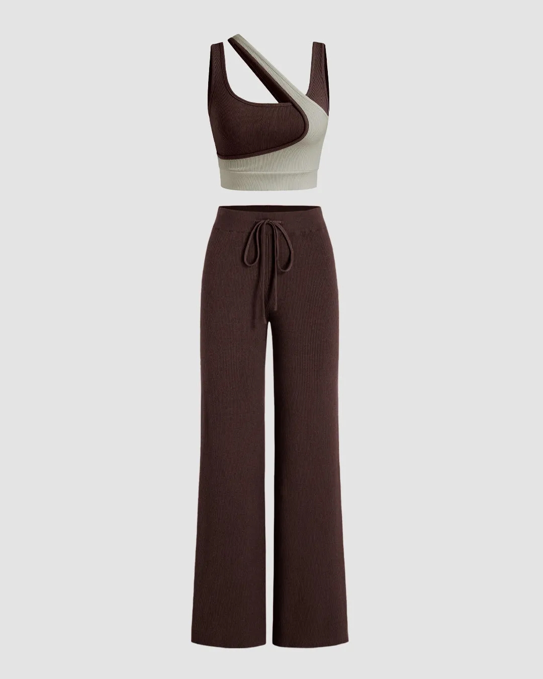 Loungewear Basics Summer Matching Set In Brown