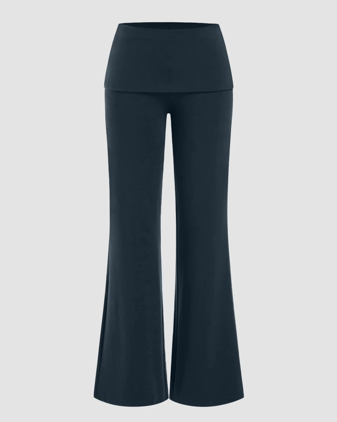 Low Rise Flared Trousers in Navy Blue