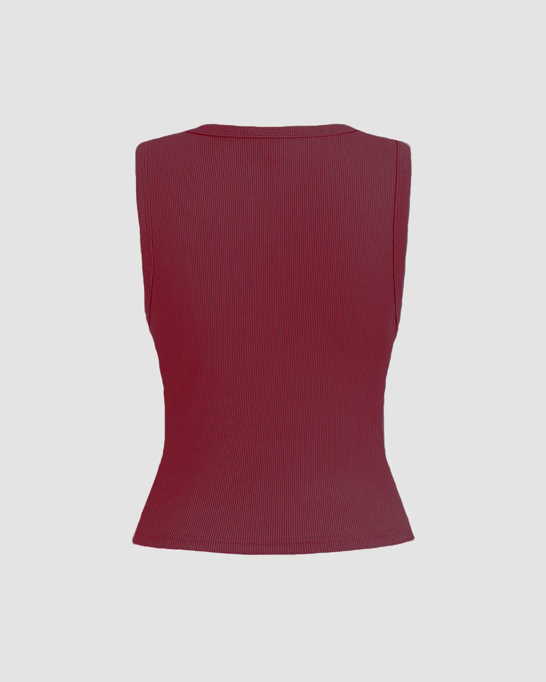 Maroon Sleeveless Ribbed Button-Front Top - Image 3