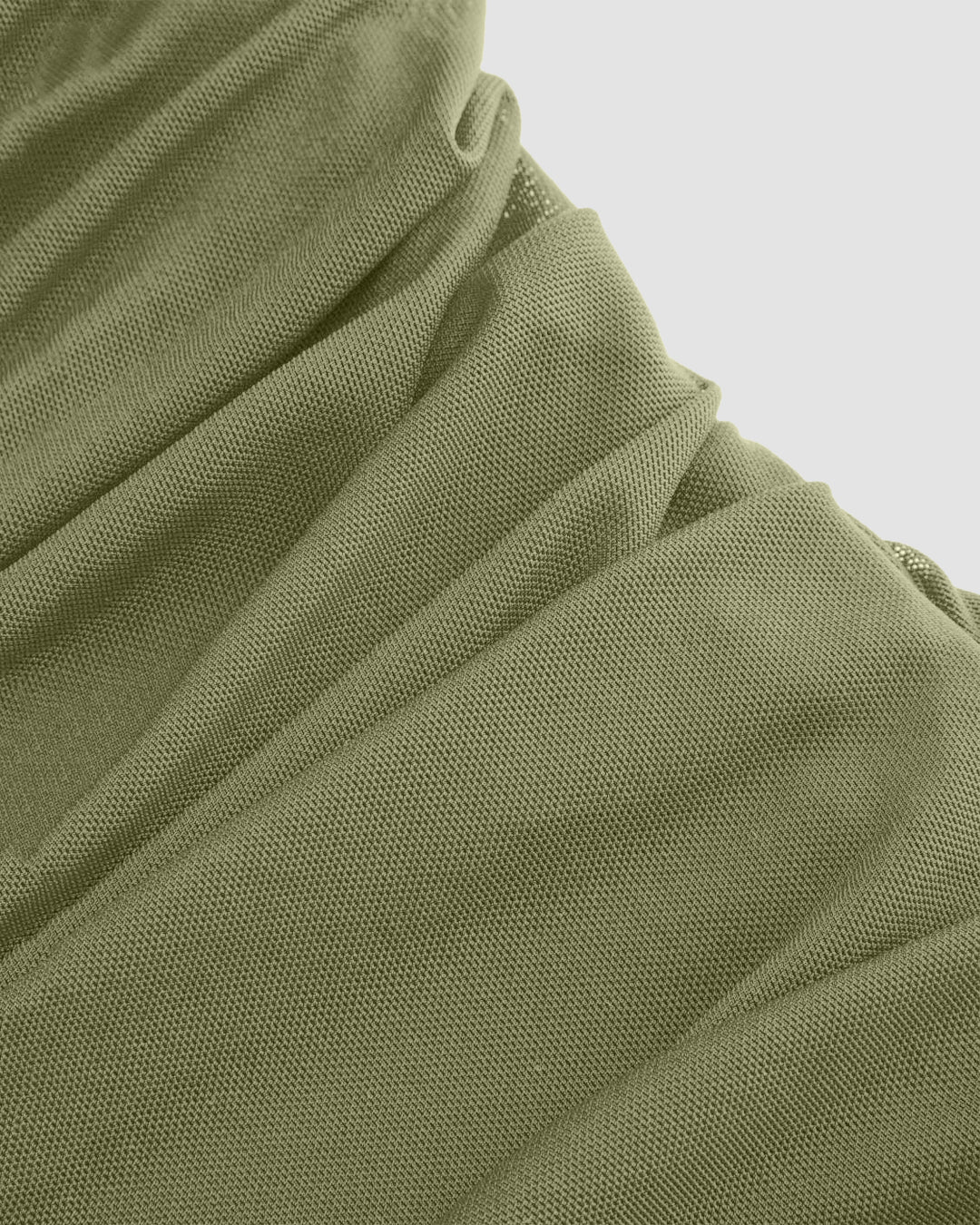 Mesh Asymmetrical Neck Ruched Applique Mini Dress in Herbal green - Image 4