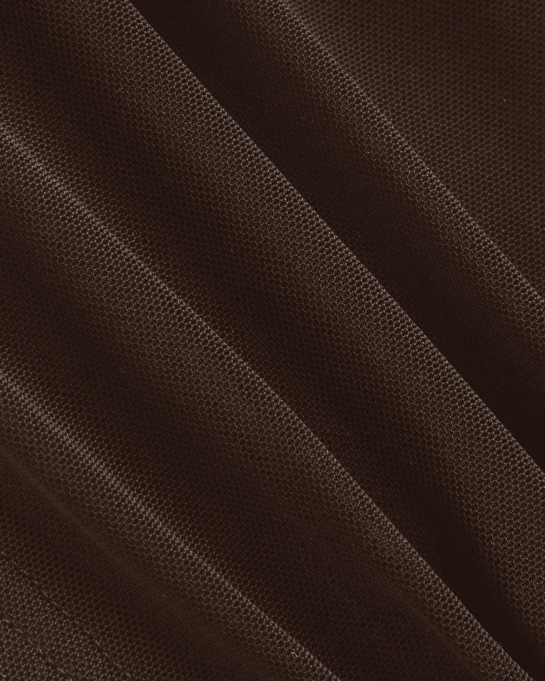Mesh V-Neck Ruched Strappy Coco Brown Crop Top - Image 3