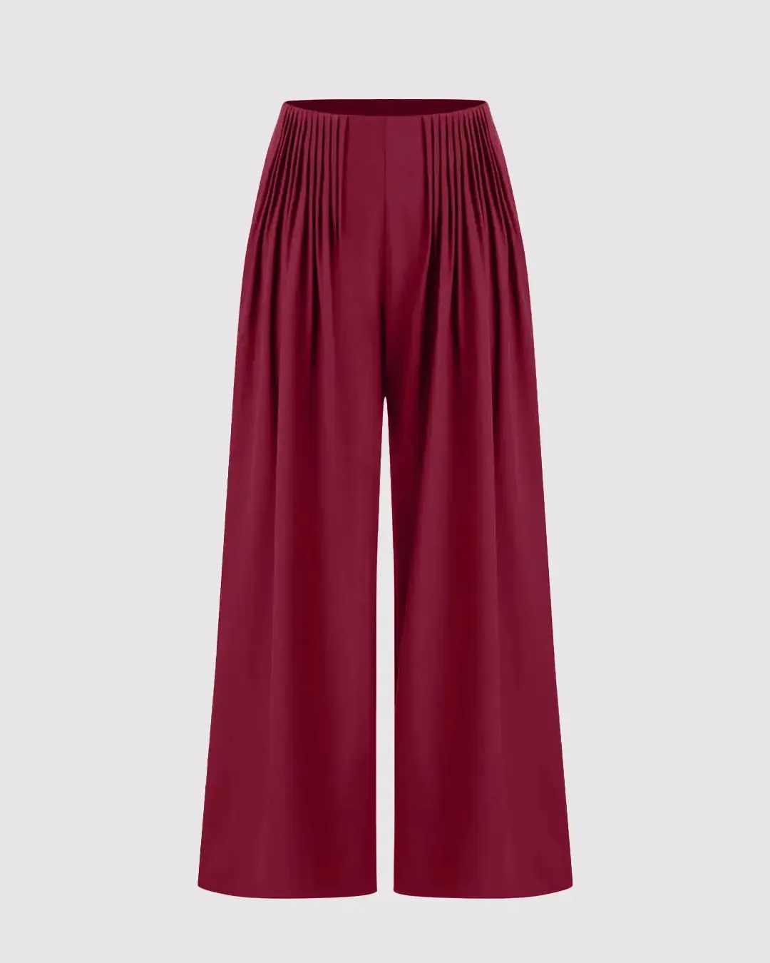 Mid Rise Pleated Wide Leg Trousers Redberry - Image 2