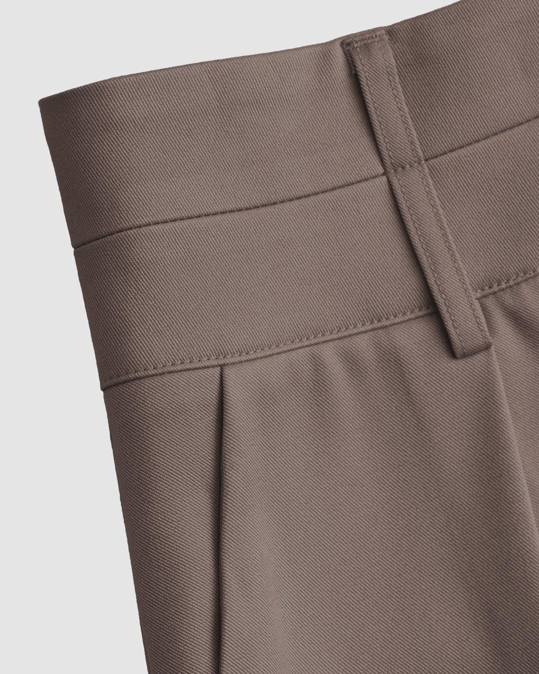 New Nostalgia Solid High Waist Pleated Wide Leg Pants In Cappucino - Image 3