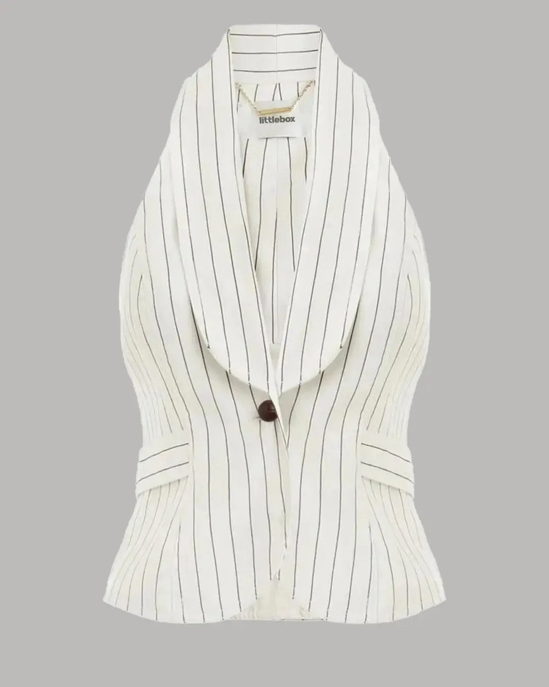 Pinstripe Corset Tailored Vest In White