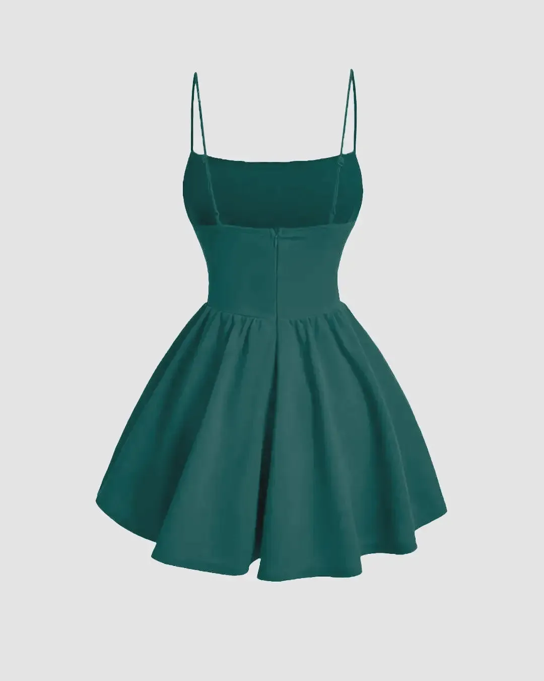 Pleated Waist Cami Short Dress In Mint Green - Image 2
