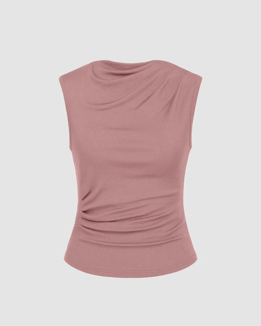 Rib Round Neck Solid Tank Top & Mid Waist Ruffle Midi Skirt In Pink - Image 3