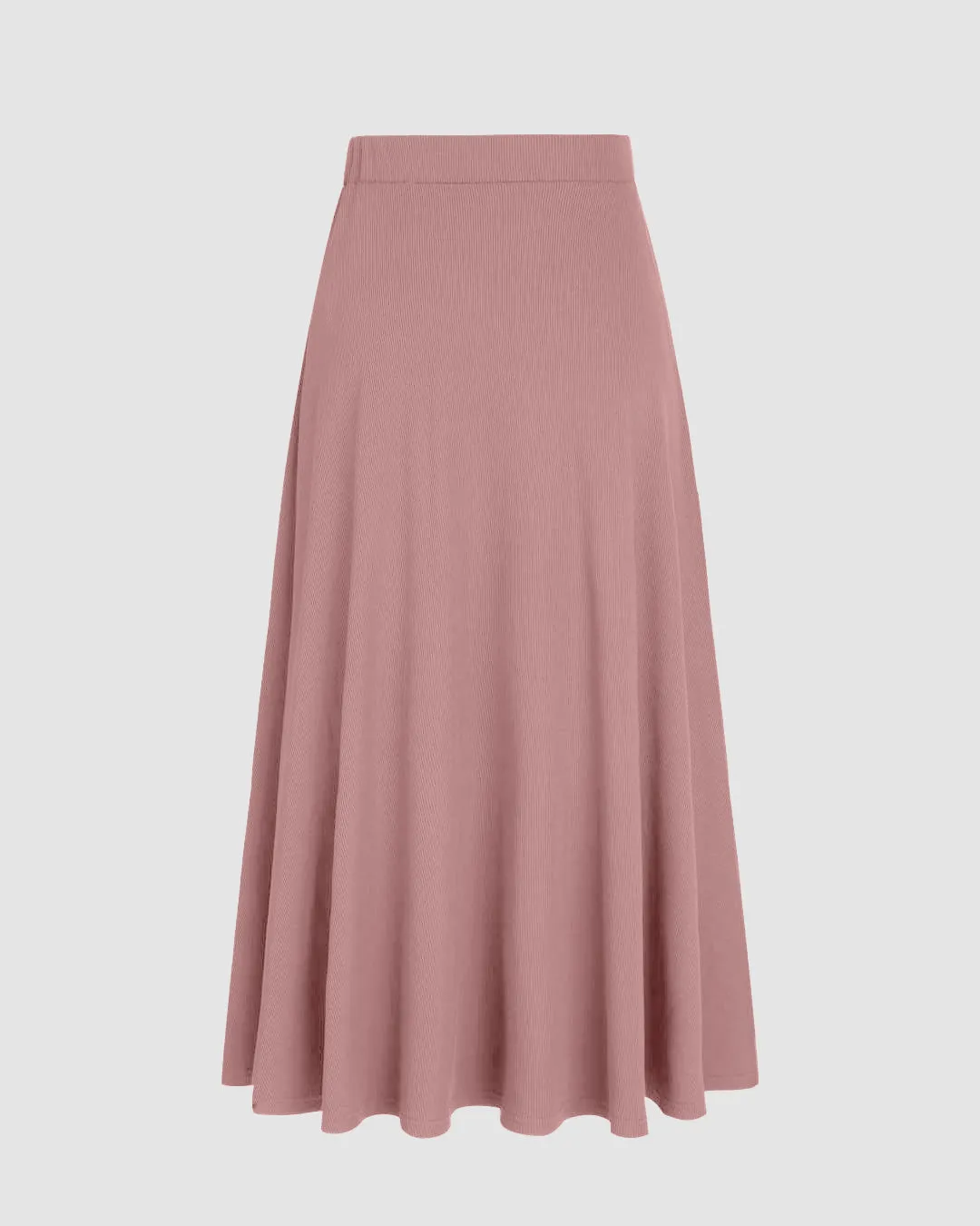 Rib Round Neck Solid Tank Top & Mid Waist Ruffle Midi Skirt In Pink - Image 6