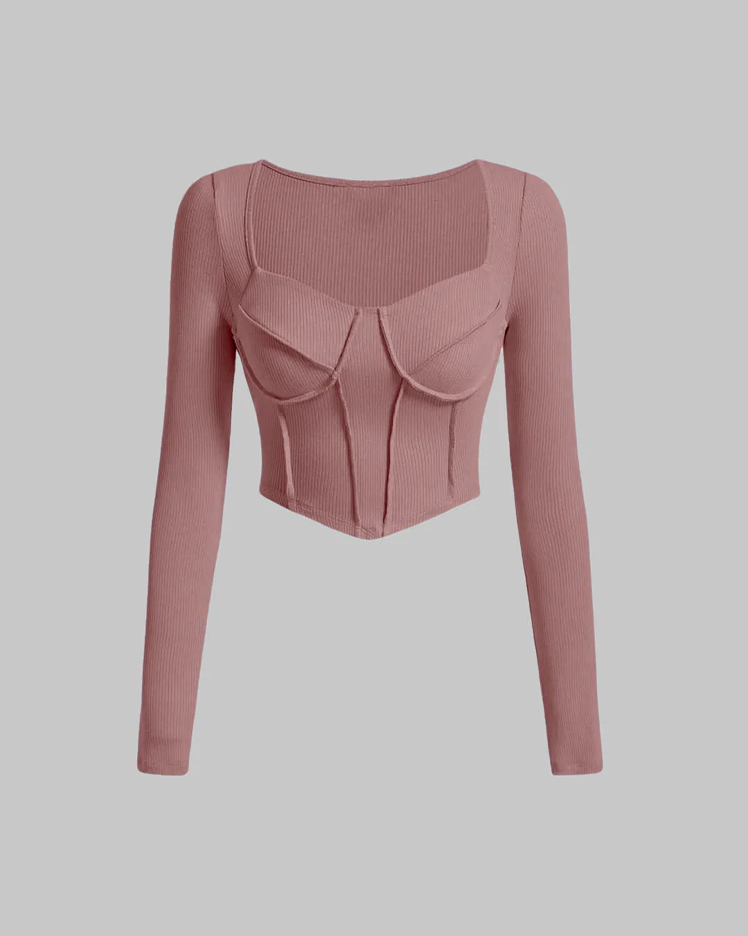 Ribbed Blush Pink Corset Style Top