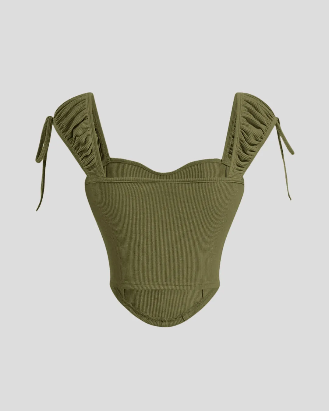 Ribbed Corset Style Sleeveless Top in Avocado - Image 2