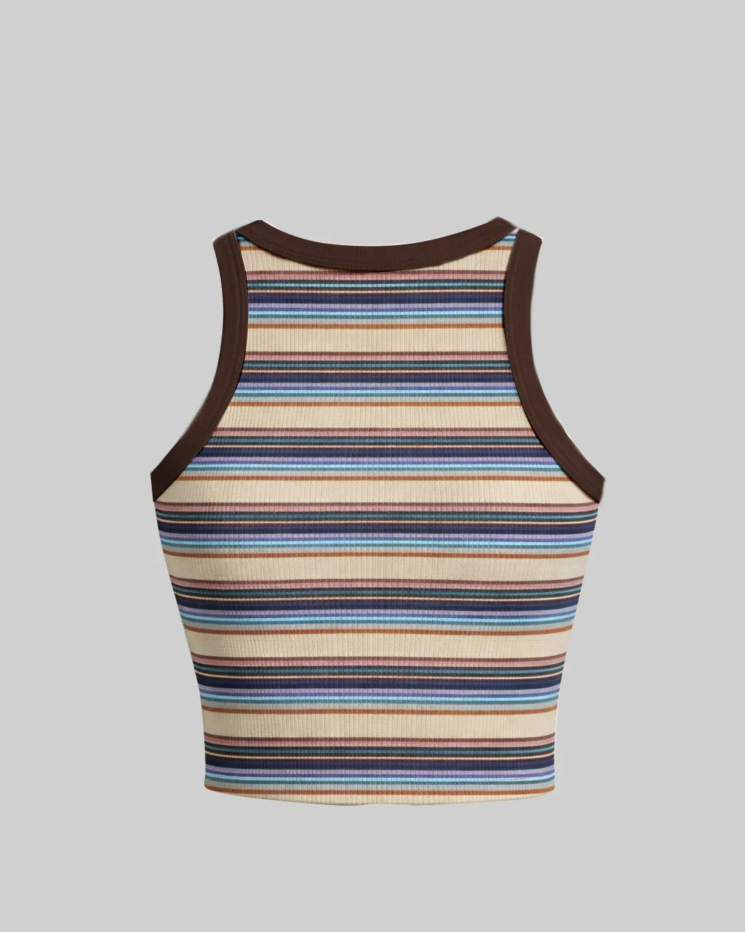 Round Neck Striped Pattern Sleeveless Tank Top - Image 3
