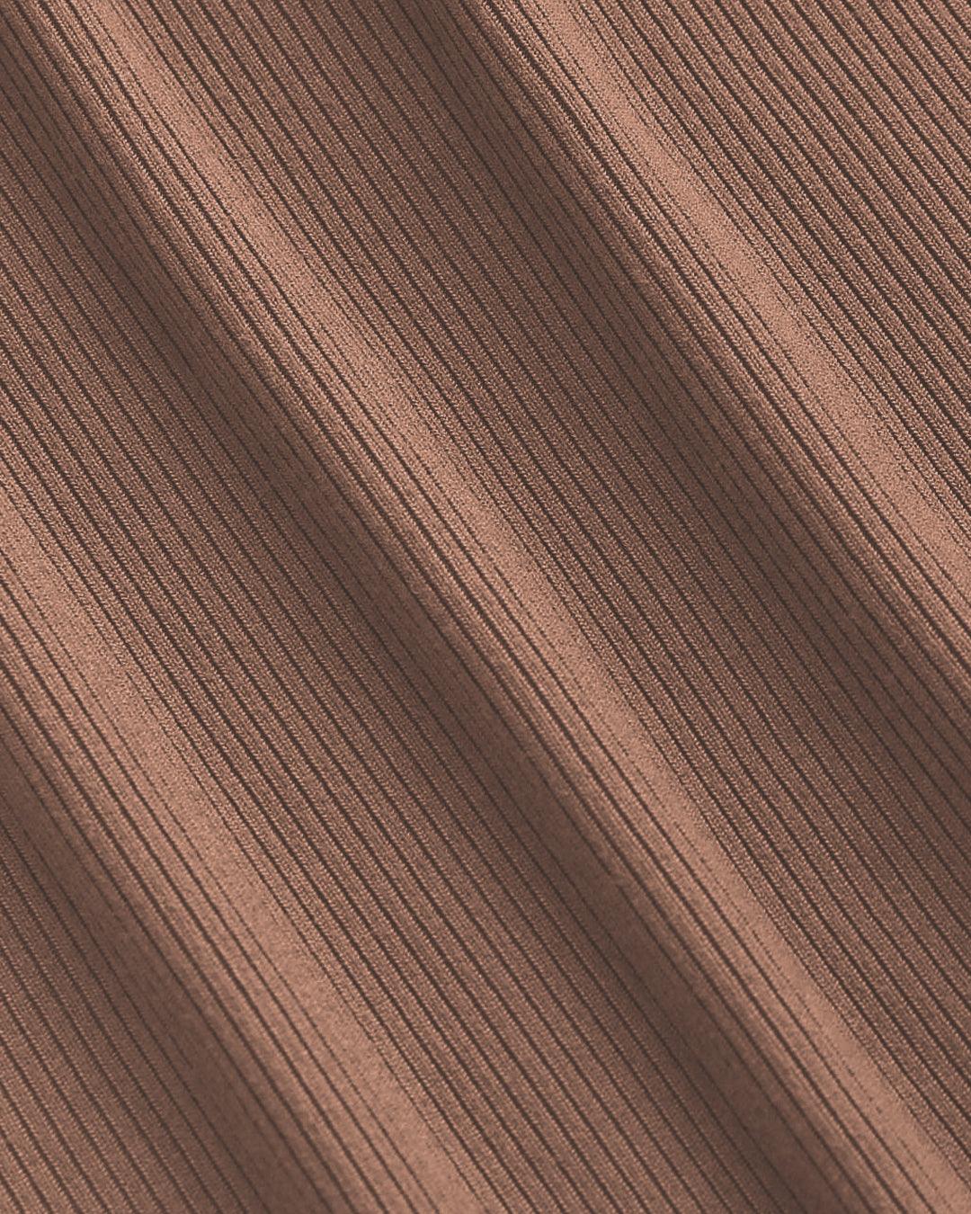 Round Neckline Solid Pleated Jumpsuit In Brown - Image 3