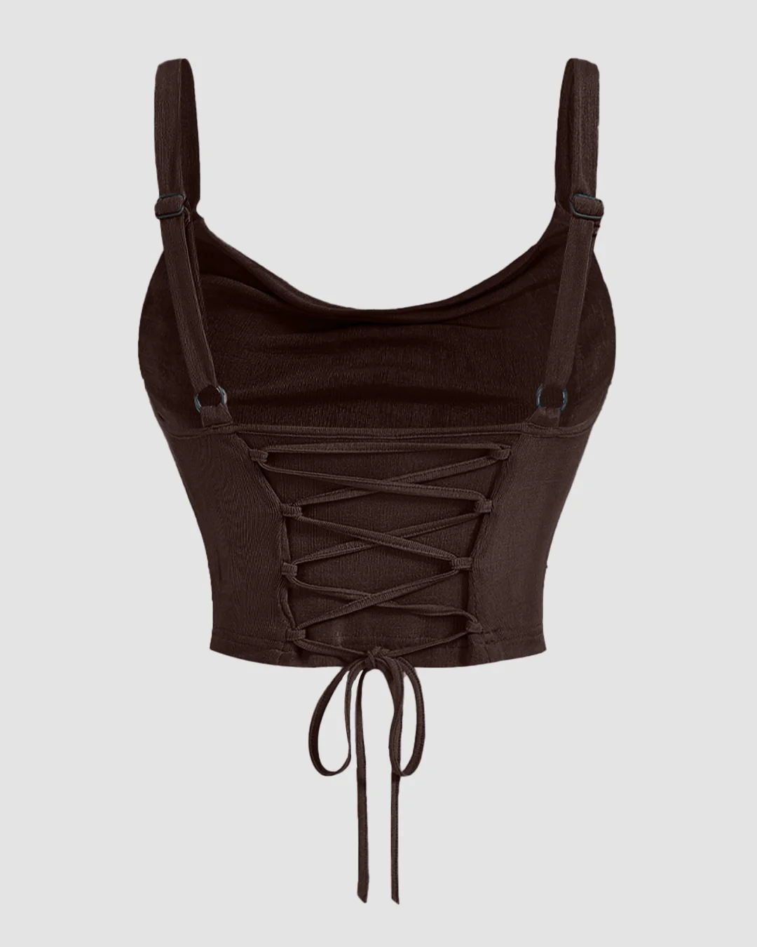 Ruched Cowl Neck Cami Top in Chocolate - Image 2