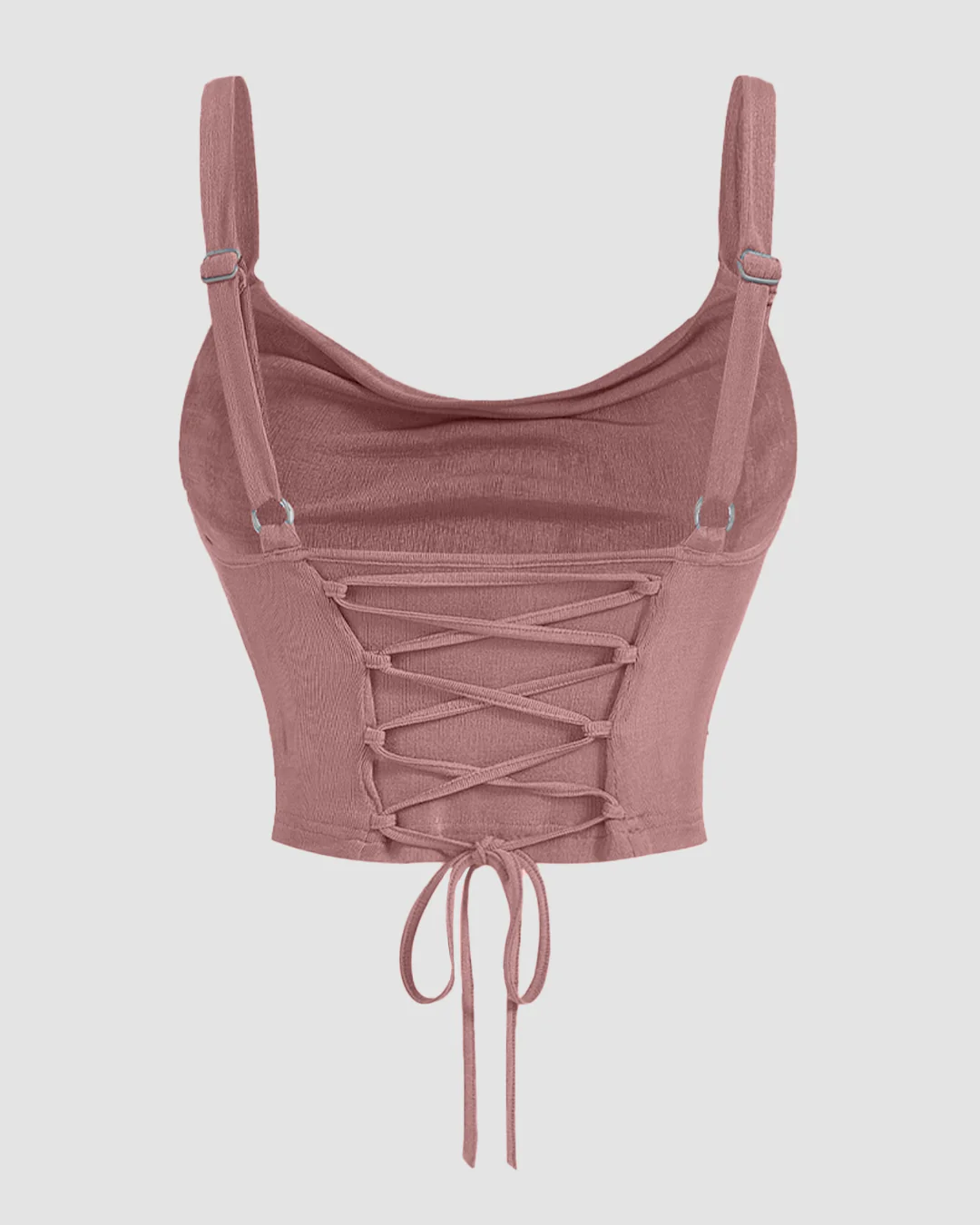 Ruched Cowl Neck Cami Top in Dusty Pink - Image 2