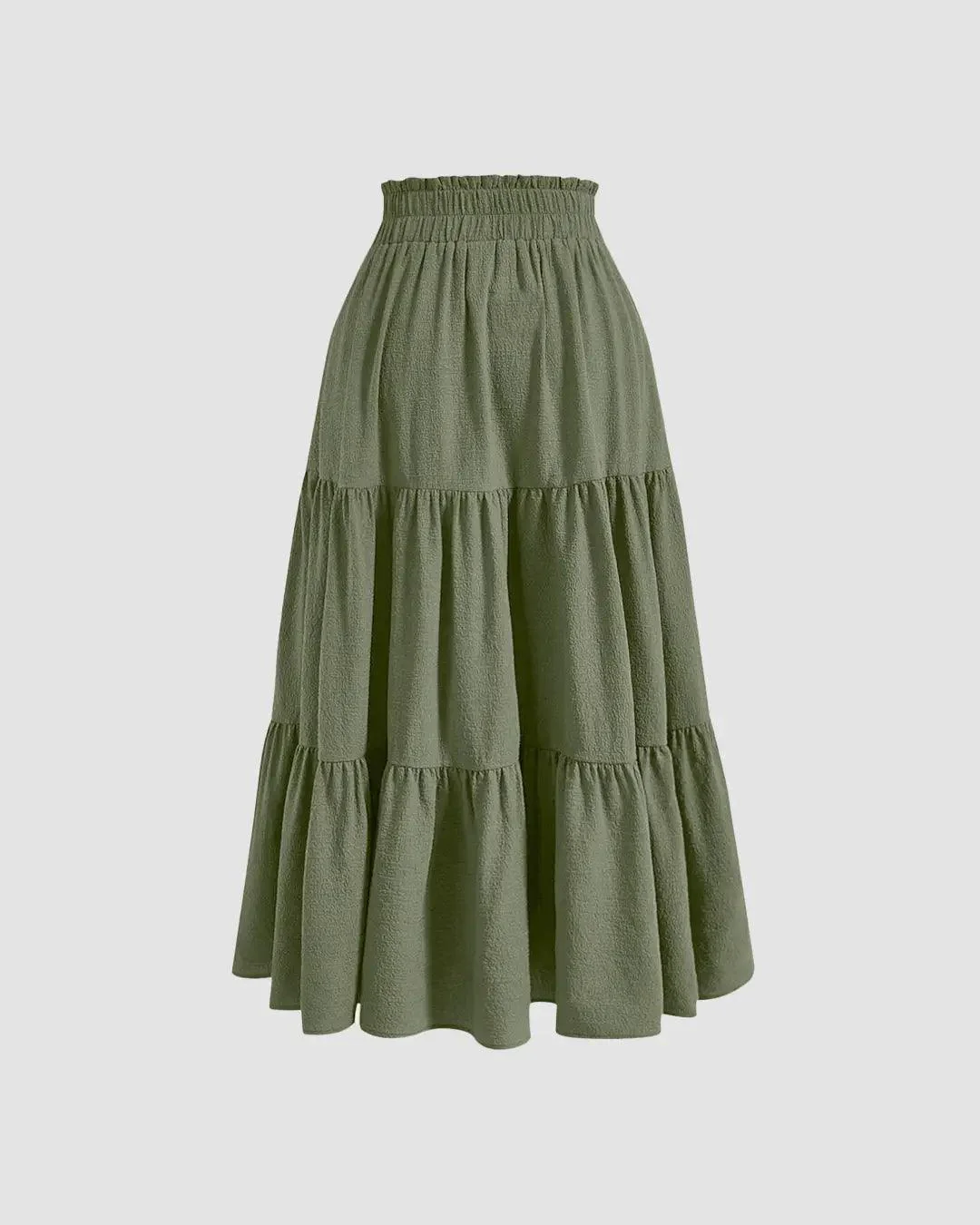 Ruffled Front Knot Skirt In Herbal Green - Image 2