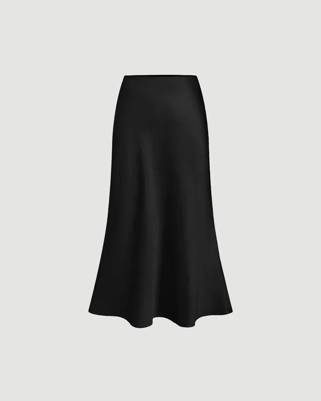 Solid Ruffle Long Skirt In Black
