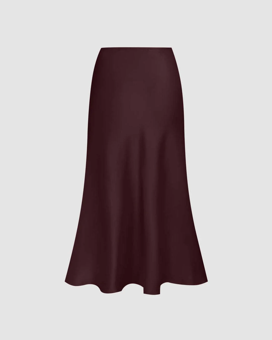 Satin Solid Ruffle Long Skirt In Wine - Image 2