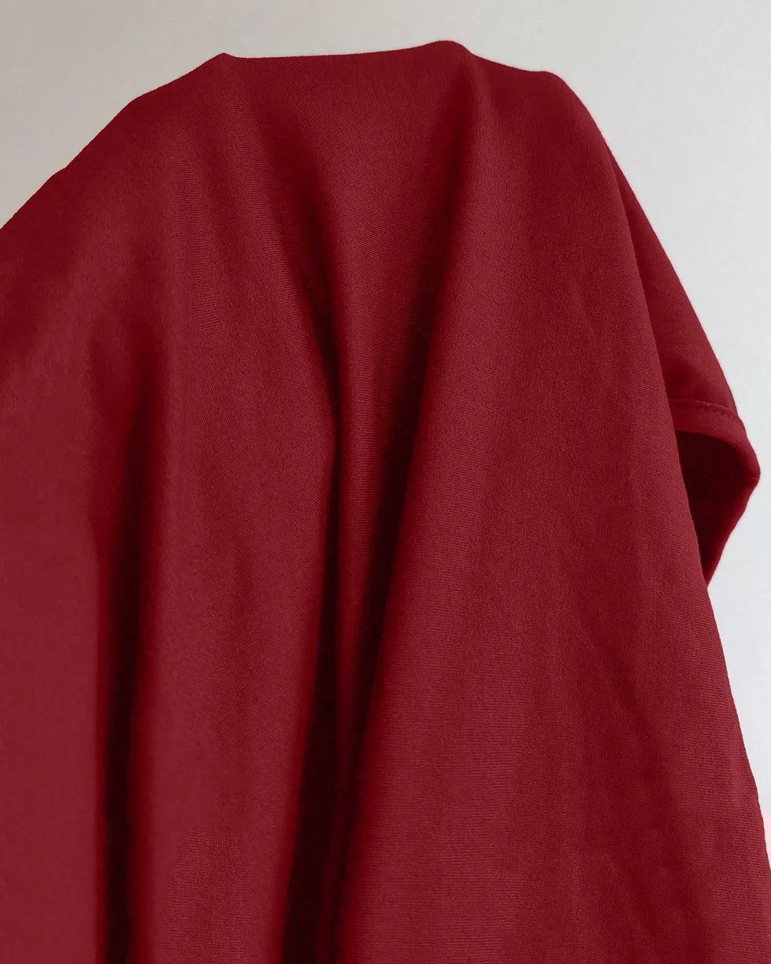 Scoop Neck Slim Fit Solid Full Sleeve Top in Red - Image 3