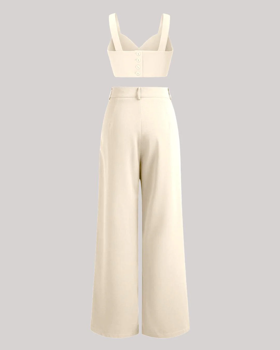 Set Of Two Cropped Top With Korean Style Baggy Trouser In Offwhite - Image 2