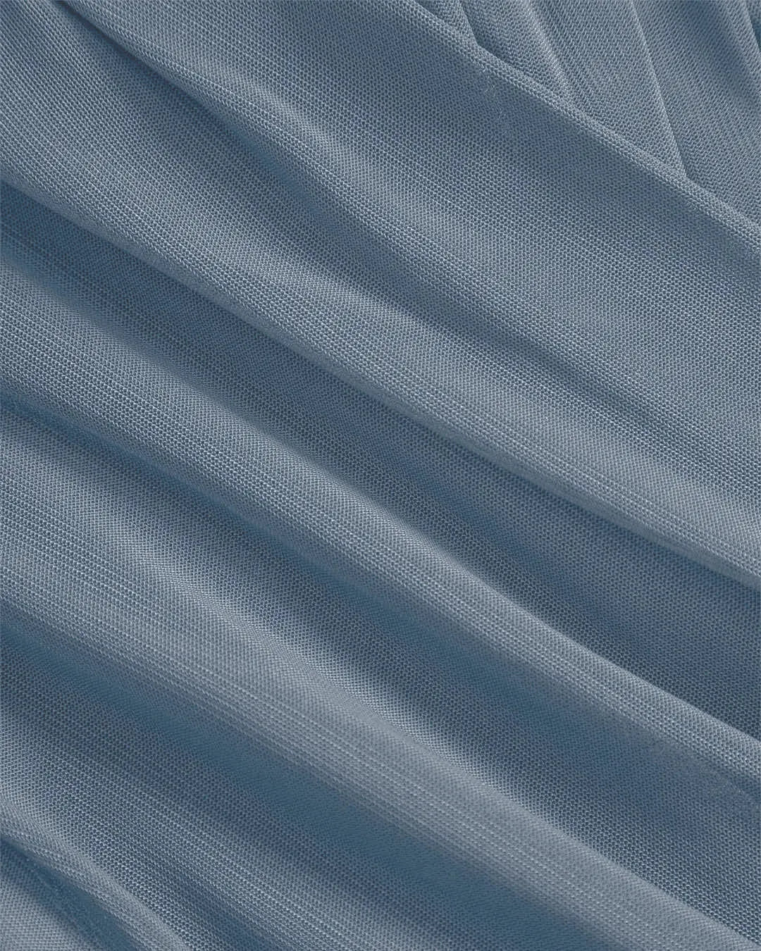 Sheer Mesh Long Sleeve Ruched Wrap Top In Grey - Image 3