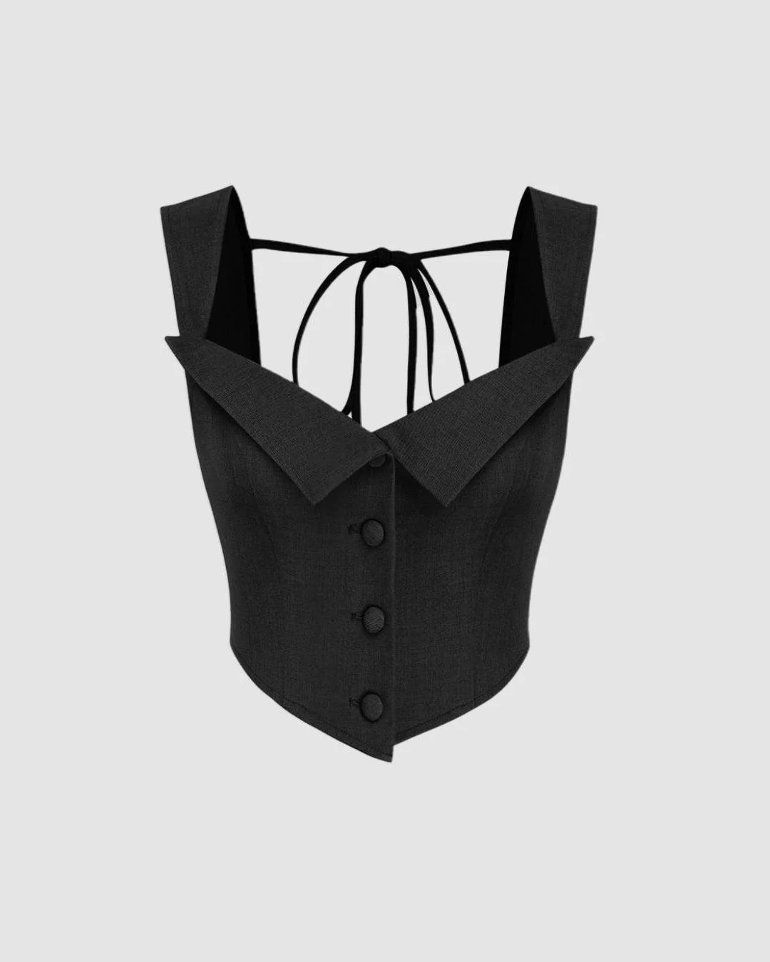 Solid Button Front Crop Vest Blazer & Split Skirt - Image 3
