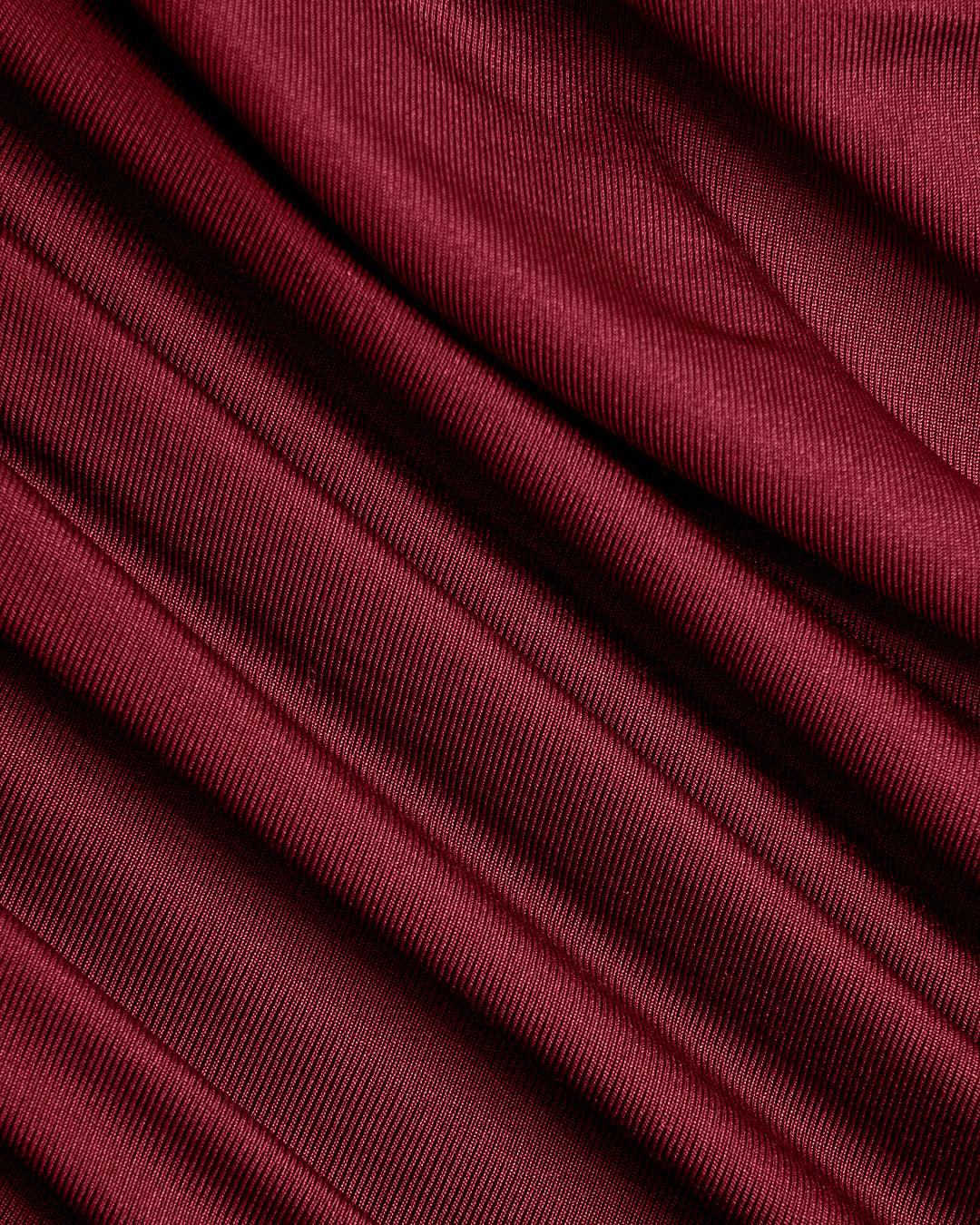 Solid Color Asymmetrical Ruched Long-Sleeve Top In Redberry - Image 3